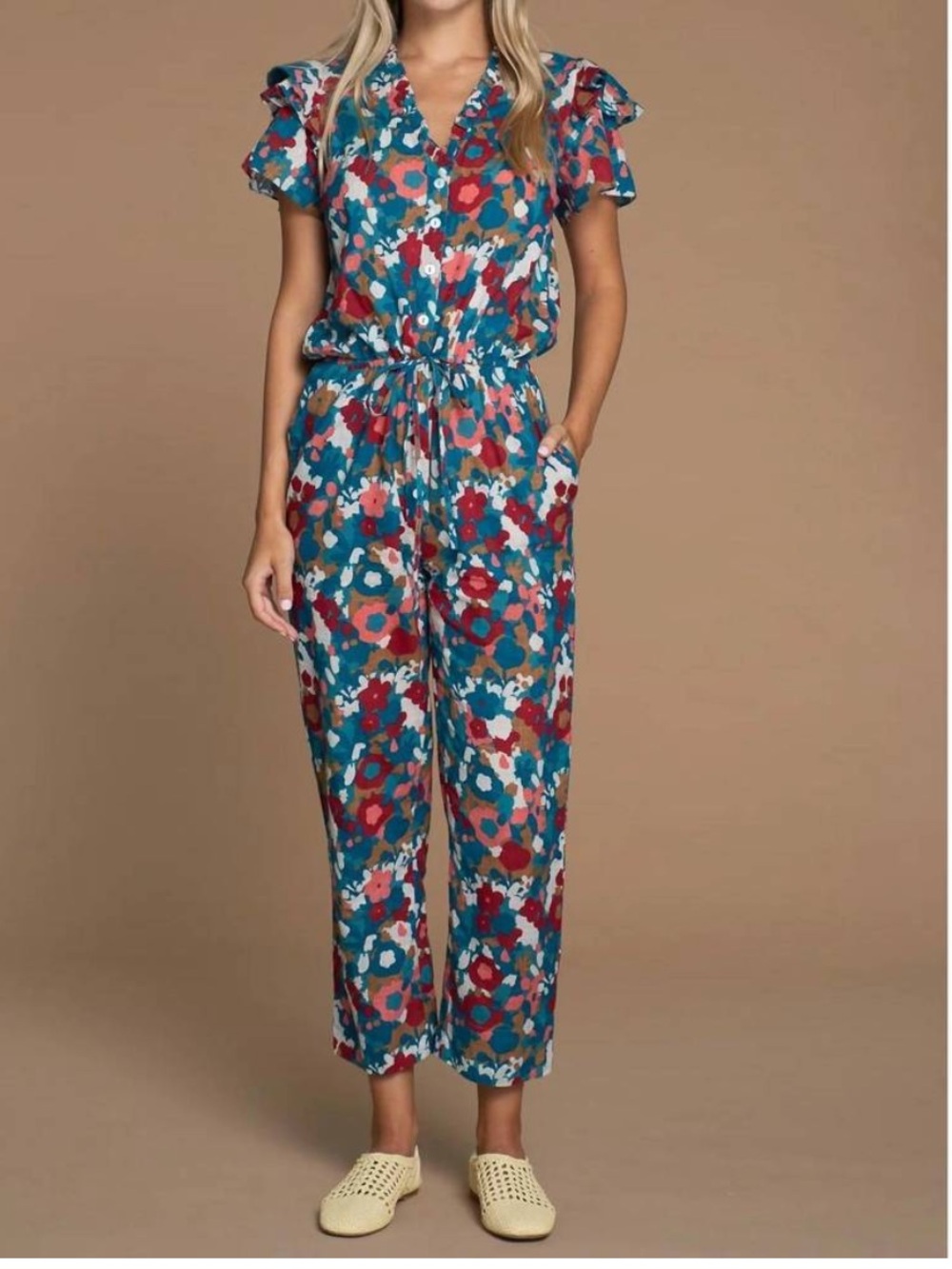 OLIVIA JAMES THE LABEL charlotte jumpsuit in abstract floral Small